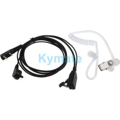 Black+transparen 2 Pin Security Agent Earphones Headset Mic Covert Acoustic Tube Earpiece Headset For Baofeng Two Way Radios New