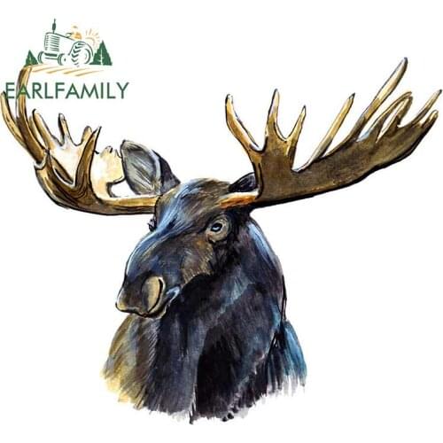 EARLFAMILY 13cm x 10.7cm Moose Head Sticker Decal Car Boat Auto SUV ATV Camper Tailgate Hood Roof Visor Car Sticker Graphic
