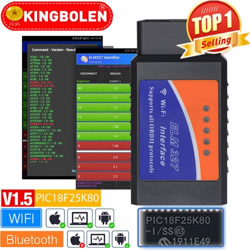 ELM327 V1.5 OBD2 Scanner PIC18F25K80 BT/Wifi ELM 327 OBD Car Diagnostic Tool For Android /IOS PK Vgate Icar2 Code Reader