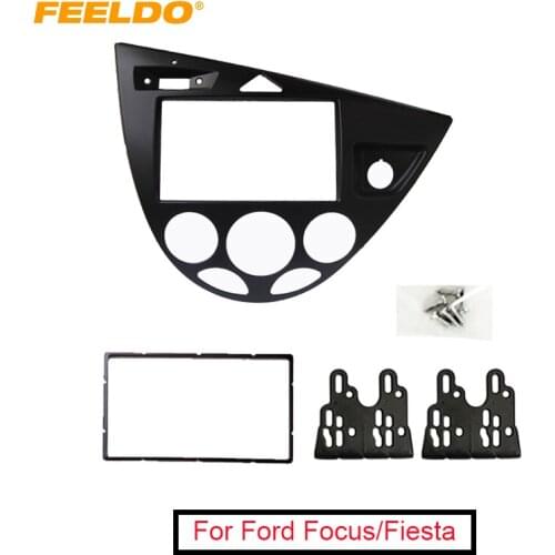 FEELDO Black Car 2DIN Stereo Panel Fascia Radio Refitting Dash Trim Kit For Ford Focus 98~04(RHD)/Fiesta 95~01(RHD) #MX2219