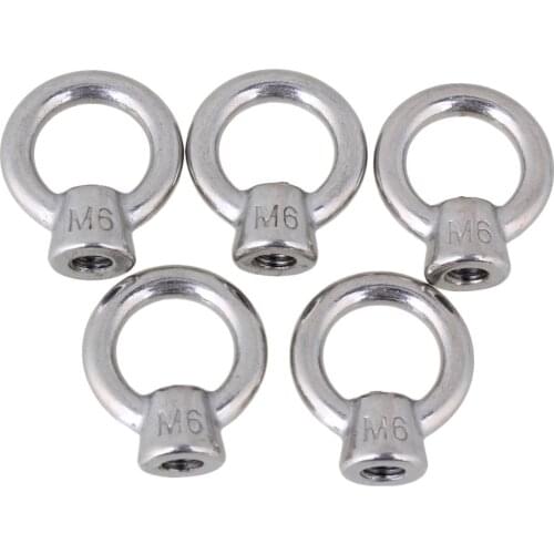 304 Stainless Steel Japanese Style Threaded Ring Shape Eyed Nuts with M6 Bolts Pack of 5