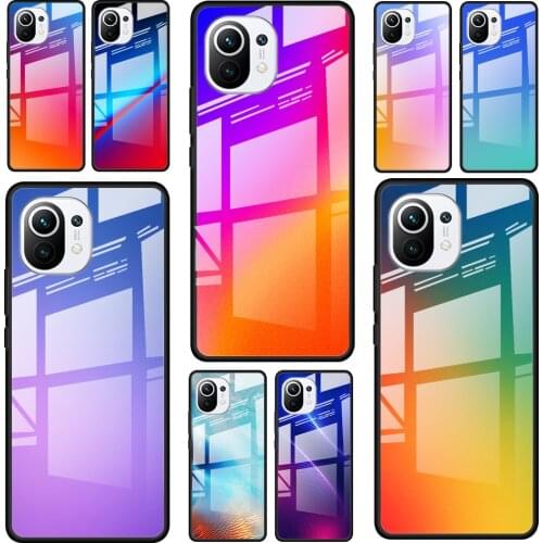 Gradient Color for Xiaomi Mi 11 Ultra Lite 10T Note 10 9T Pro CC9 CC9E 5G Luxury Tempered Glass Phone Case Cover