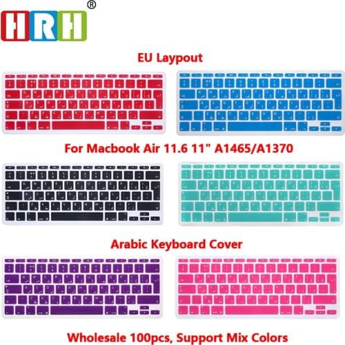 HRH 100pcs EU UK Arabic Alphabet Soft Silicone Keyboard Protector Covers Skins Protector For Macbook Air 11.6 11" A1465/A1370