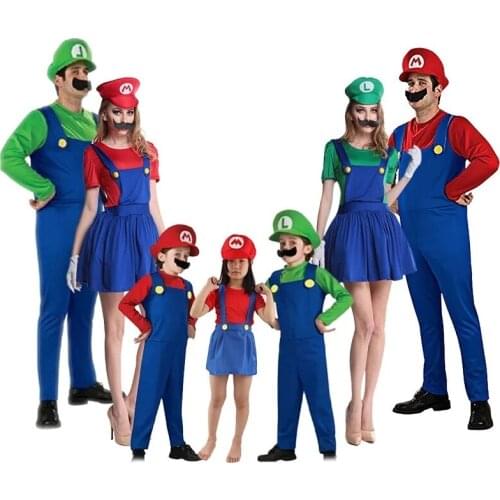 Super Luigi Brother Costume for Kids Halloween Costumes Funny Clothes Ma Cosplay for Boys Girls Fantasia Jumpsuit Anime New