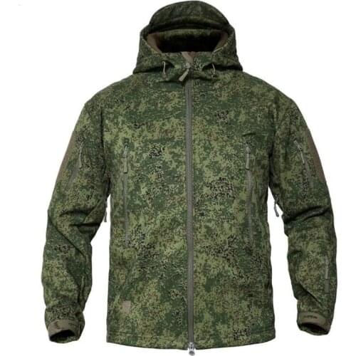 Mens Military Tactical Uniform Camouflage Fleece Warm Jackets Army Clothing Male Hooded Coat Softshell Waterproof Windbreakers