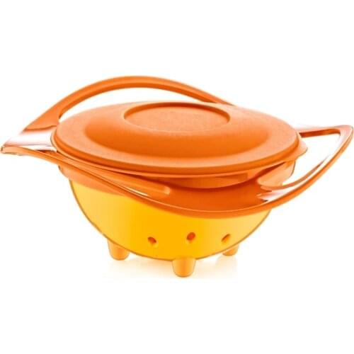 Non Spilled Plate & Food Spoon Cutlery - Orange - Blue