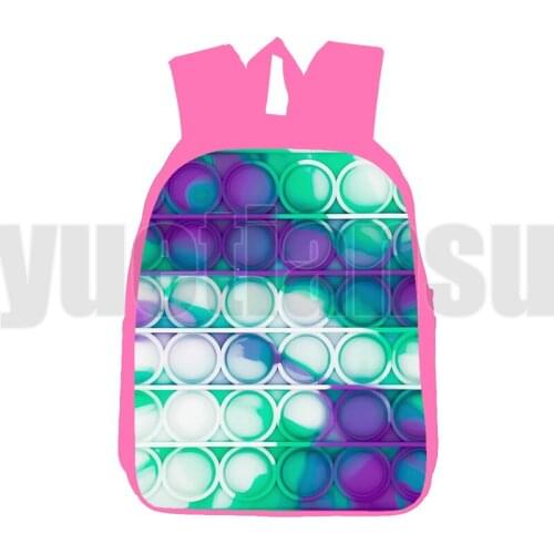 Fashion POP It Bags Teenagers 3D Pink Anime Bubble Rainbow Pop Fidget Backpack Children Cartoon 12/16 Inch Schoolbags Funny Game