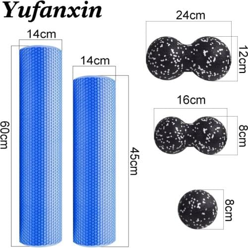 Yoga Block yoga massage roller & massage ball SET muscle foam roller EPP Yoga column Pilates for Back/Neck/Foot 60/45cm