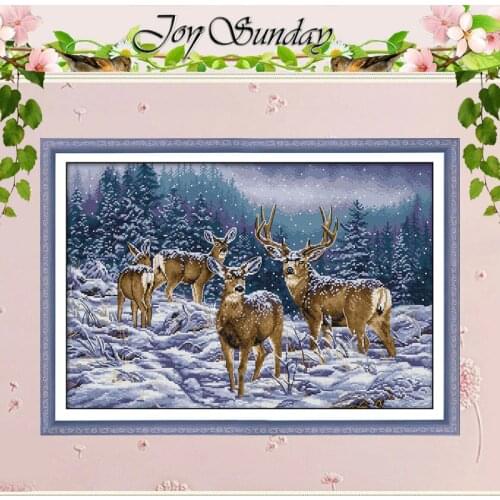 Winter deer patterns counted 11CT 14CT Animals Cross Stitch Sets DIY Chinese Cross-stitch Kits Embroidery Needlework Home Decor