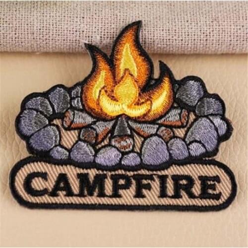 Clothing diy embroidery iron on patch deal with it CAMPFIRE badge biker patches for clothes cute stickers fabric free shipping