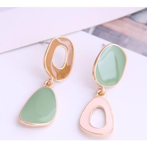 2020 New Women Earrings Fashion Enamel Earrings Pendant Gold color Alloy Earrings Ladies' party dating jewelry