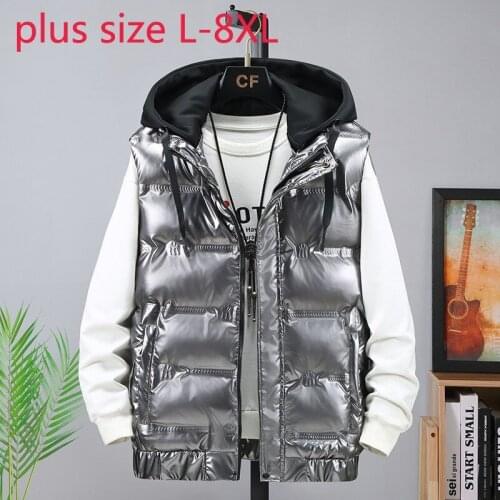 New Arrival Fashion Super Large Cotton Padded Bright Face Vest Men Autumn Winter Thickened Warm Casual Coat Plus Size L-7XL 8XL