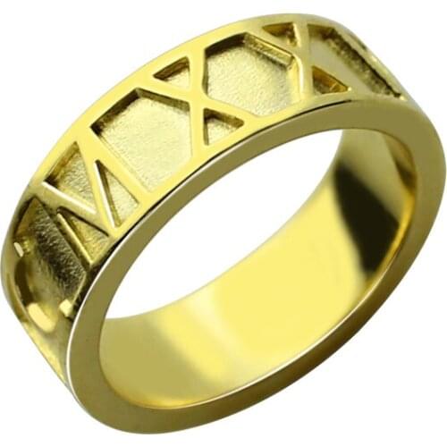 Personalised Roman Numeral Rings Date Time Anniversary Women Men Couple Rings Engagement Wedding Jewelry Gift Fashion Parts