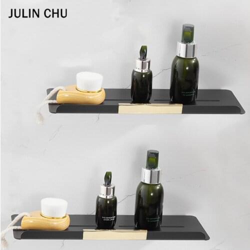 304 Stainless Steel Bathroom Shelf Black Gold Rectangle Kitchen Shower Soap Shampoo Conditioner Holder Storage Rack Organization