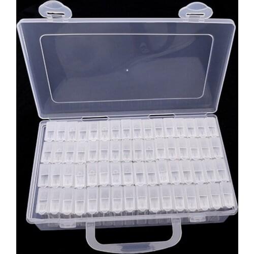 Clear Plastic Jewelry Box For Ring Earring Adjustable 64 Compartment Rectangle Storage Case With Handle Home Office Organizer