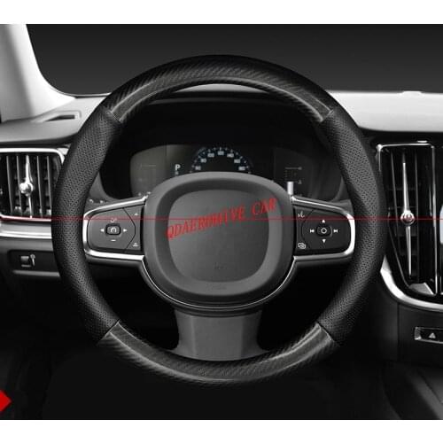 QDAEROHIVE Genuine leather carbon fiber style car Steering Wheel Cover for VOLVO XC60 XC90 XC40 S60L S80L S90 V40 V60 V90