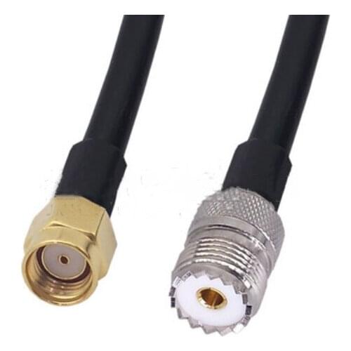 RG58 Cable RP-SMA Male To UHF PL-259 SO-239 Female Jack Pigtail RG58 Jumper Cable