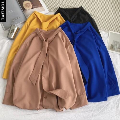 Men Korean Casual Solid Shirts 2021 Summer Japanese Streetwear Hawaiian Blouses Long Sleeve Button Up Shirt Tie Decoration Tops