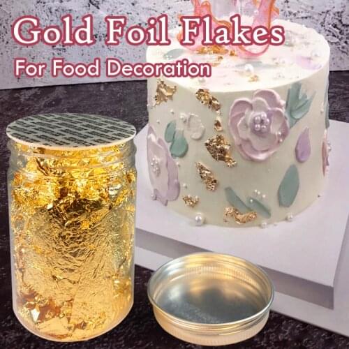 3g Edible Gold Flake for Baking Decoration Rose Gold Foil Decoration for Cake Macaron DIY Cup Cake Ornament Cake Decoration