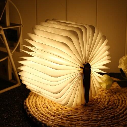 LED Book Light Portable USB Rechargeable LED Magnetic Foldable Wooden Book Lamp Night Lights Table Lamp for Christmas Home Decor