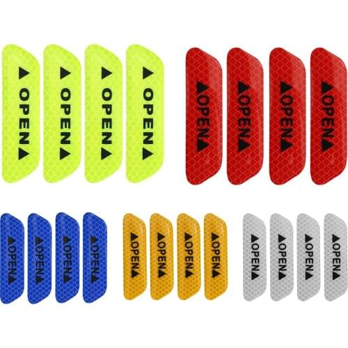4pcs Car OPEN Reflective Tapes Sticker Auto Door Warning Mark Notice CRV Reflector Strip Reflectant Luminous Reflex Safet New