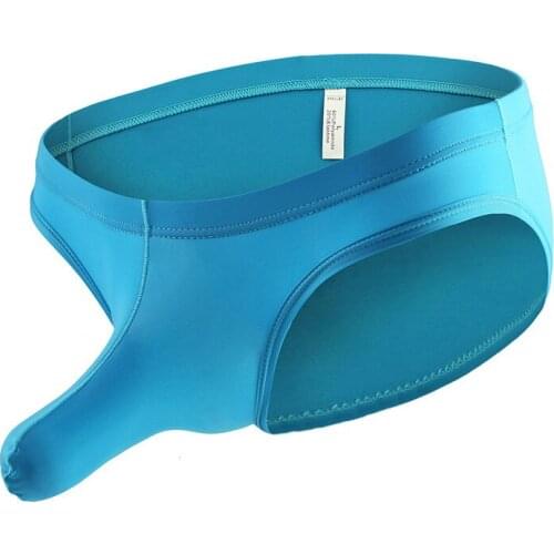 New Mens Sexy Briefs Ice Silk U Convex Tight Elastic Seamless Solid Color Low Waisted Elephant Trunk Underwear Briefs