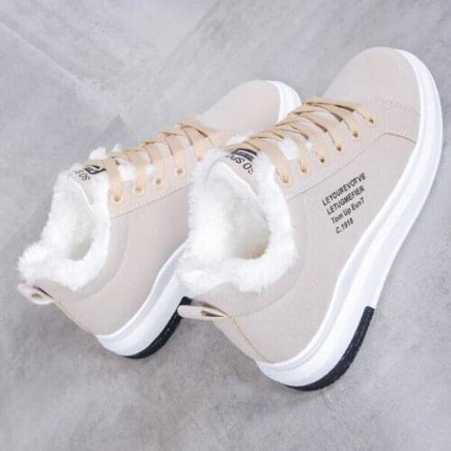 Women Shoes Warm Fur Plush Lady Casual Shoes Lace Up Fashion Sneakers Zapatillas Mujer Platform Snow Boots 2019 Winter