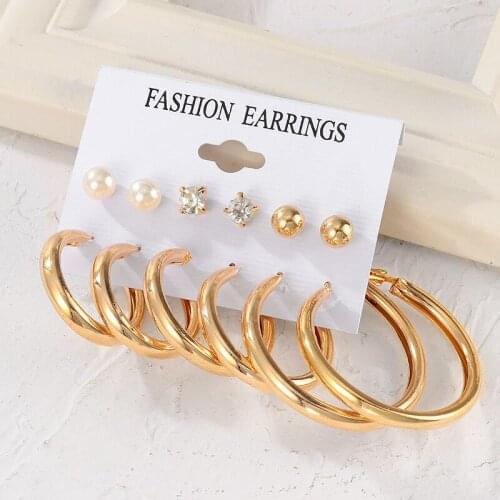 Womens Earrings Statement Geometric Hoop Earrings Set for Women Bohemia Fashion Vintage Punk Stud Earrings 2021 Trend Jewelry