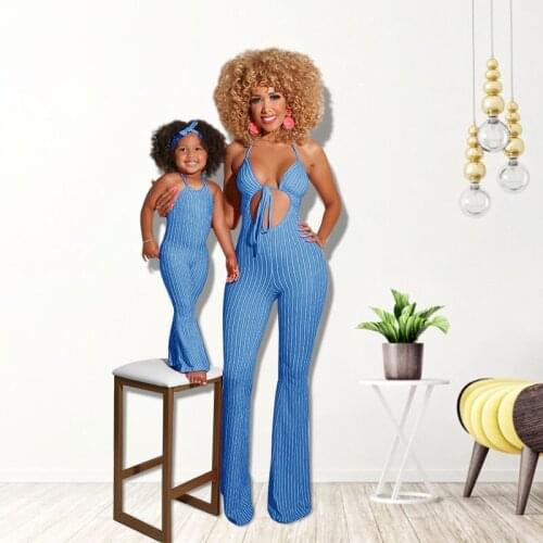 Family Clothing Summer Mum And Daughter Fashion Striped Sexy Sling Jumpsuit Mommy Ms Girls Baby Jumpsuit Family Matching Outfit