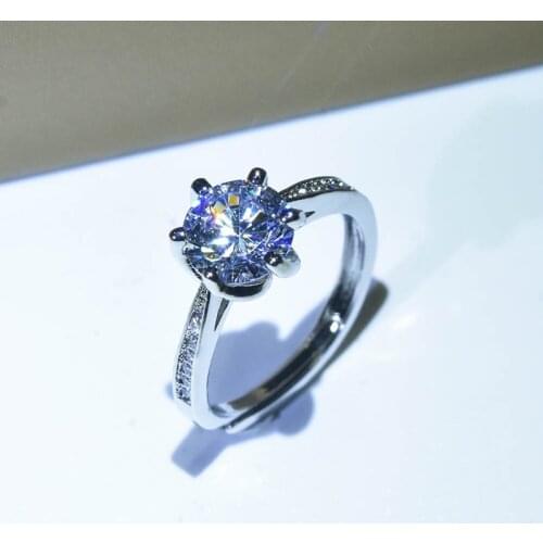 MENGYI Luxury Dainty 6.5mm AAA Cubic Zirconia Silvery Rings For Women Wedding Ring Top Quality Engagement Jewelry