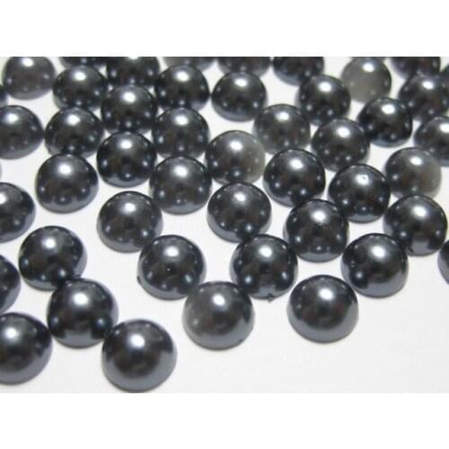 1000 Dark Grey Pearl Bead 6mm Flat Back Round Gems Scrapbook Craft