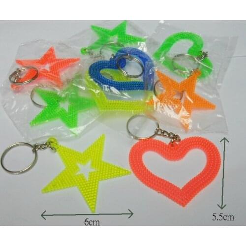 10X VINTAGE Plastic Star & Heart with keychain Retro Fashion Jewellery Chain clip Bead Girl Kis Room Craft DIY pendant