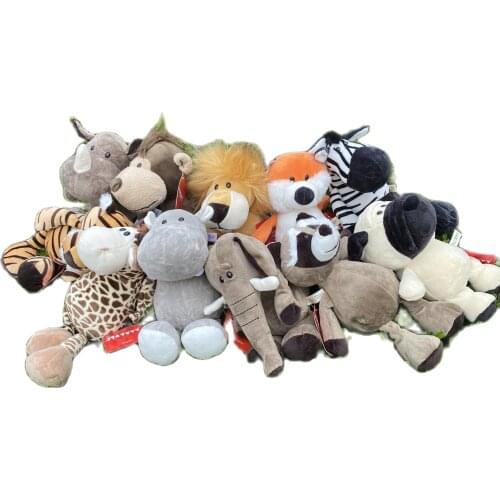 25cm Lion Elephant Zebra monkeyGiraffe Monkey Stuffed Plush Doll Jungle Series Stuffed Animals Toys for Kids Baby Children Gifts