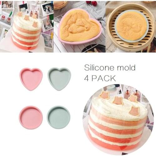 4Pcs/set Non-stick Silicone Round Rainbow Cake Mold Baking Pan Set Silicone Pizza Mold for Cake Fondant Decoration Tools