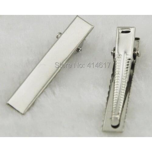 50 pcs 40x7mm Silver Metal Alligator Prong Hair Clip Craft Wedding Party DZ015