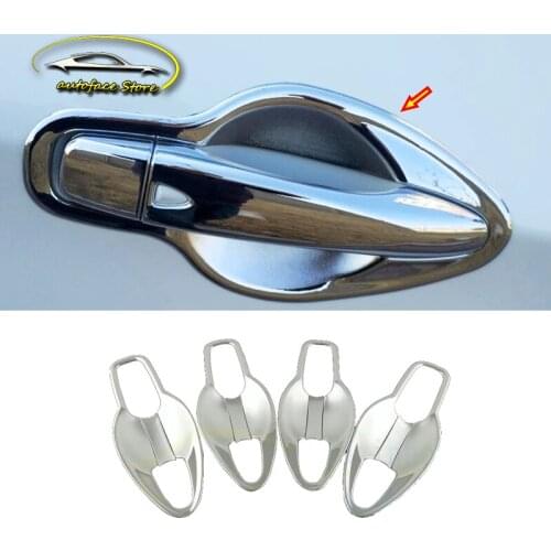 8pcs Car Door Protector Handle Bowl Frame Cover Trim For Nissan Sylphy 2012 2013 2014 2015 2016 ABS Chrome Accessories Styling