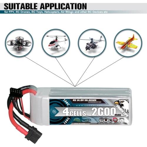 CODDAR 2600mAh 4S 114.8V 120C Lipo Battery With XT60 Plug For Fixed Wing RC Quadcopter FPV Racing Drone Helicopter Parts