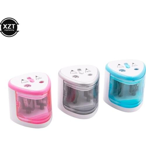 2 Double Holes Sacapuntas Automatic Electric Pencil Sharpener Stationery Home School Office Desktop Students Supplies Gift