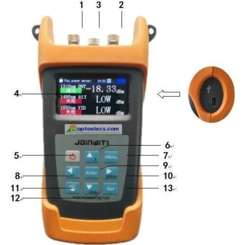 Free Shipping JW3213N PON Optical Power Meter FTTx PON Built -in Optical Power Meter And Red Laser Visual Fault Locator