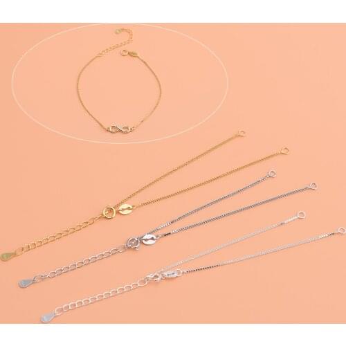 925 Sterling Silver semi-finished box chain bracelet, handmade diy bracelet material accessories simple pendant