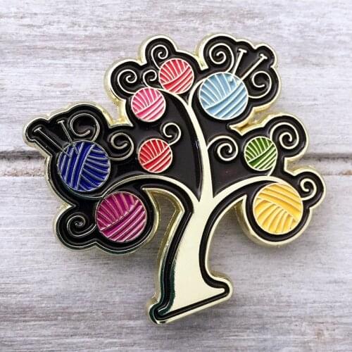 Yarn Tree Pretty Knitting Lover Brooch Pins Enamel Metal Badges Lapel Pin Brooches Jackets Jeans Fashion Jewelry Accessories