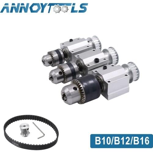 DIY Woodworking Cutting Grinding Spindle Trimming Belt B10 B12 B16 Drill Chuck Set Small Lathe Accessories for Table Saw