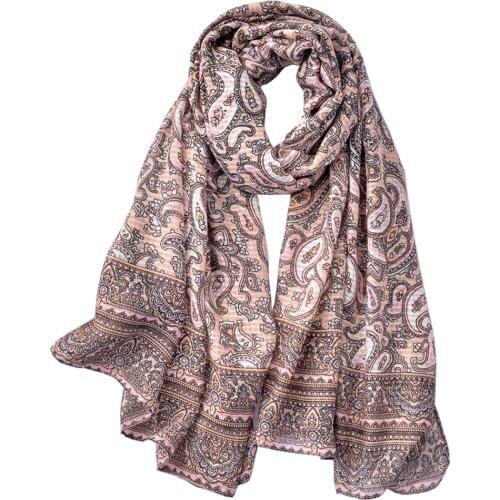 Design Brand Cotton-Linen Women Scarves Paisley Bandanas Female Spring Hijab Shawl Wraps Large Print Handkerchief Luxury Muffler