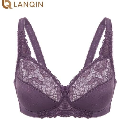 Womens Floral Lace Bra Plus Size Comfort Unlined Jacquard Full Coverage Wireless Bralette