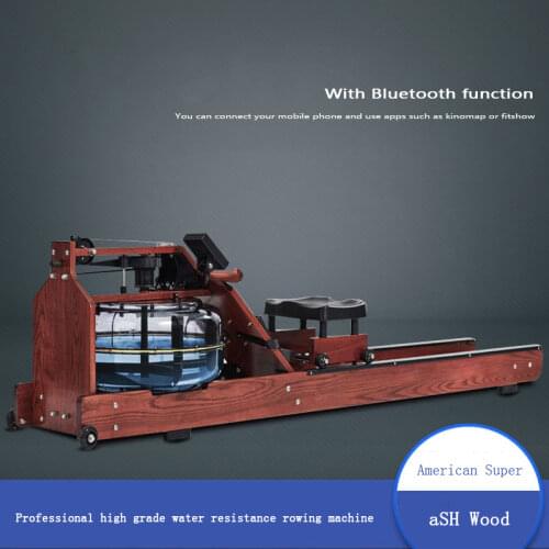 Solid Wood Water Resistance Rowing Machine Commercial Liquid Resistance Rower Gym Aerobic Exercise Equipment