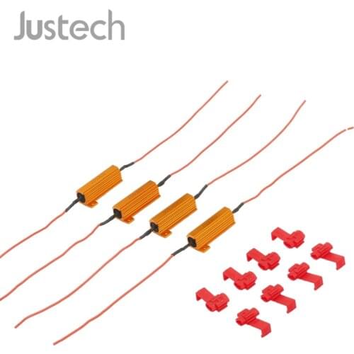 Justech 4 Pcs DC 12V 50W Turn Signal Bulbs Ballast LED Load Resistor LED Indicator Flash Rate Relay Load Resistor Bulbs Ballast