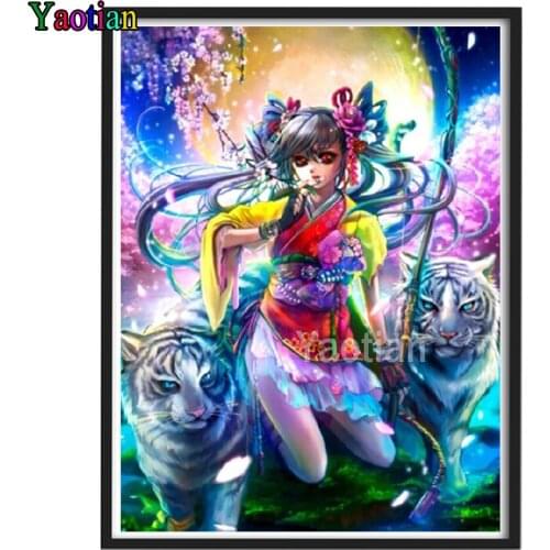 Anime Fairy And Tiger Diamond Painting 5D DIY Mystery Box,Different Styles,Animal,Picture Of Rhinestones,Cross Stitch Gift