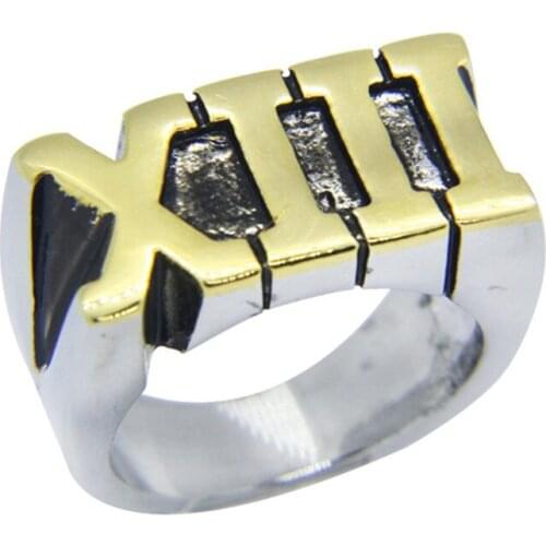 1pc Newest Cool Roma Letter Golden Number 13 Ring 316L Stainless Steel Jewelry Punk Style Golden 13 Ring