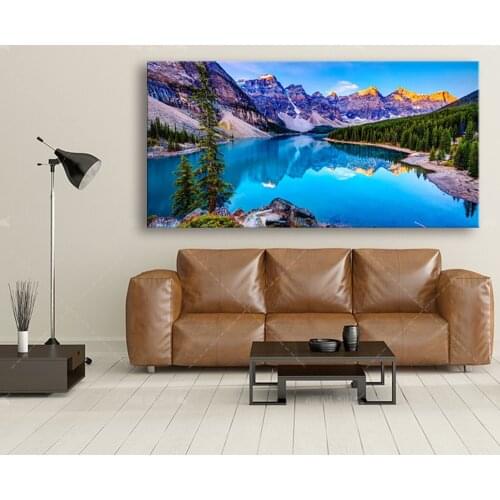 Moraine Lake HD Print Mountain River Forest Landscape Modern Wall Posters Canvas Art Painting For Home Living Room Decoration