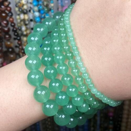 Natural Green Jades Stone Round Beads Loose Spacer Beads For Jewelry Making Diy Bracelet Accessories 4-12mm 15" Wholesale